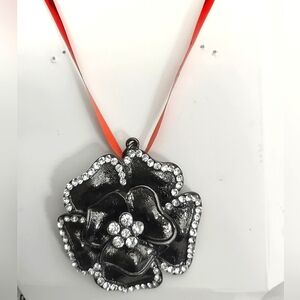Black Camilla Rose Jeweled Pendant